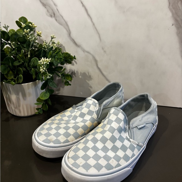 Vans Gray and White Checkered Slip-On Loafers - Picture 2 of 7